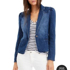 Highly Rated EUC Jean Blazer Puff Sleeve
